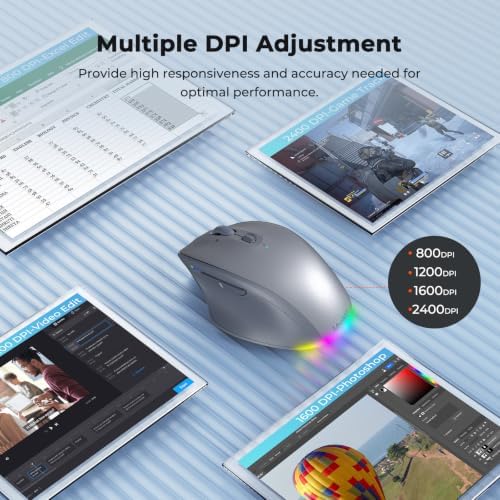 MEETION Wireless Mouse, Ergonomic Bluetooth Mouse for Laptop, Gray - Image 5