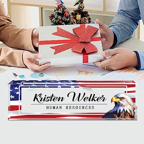 Name Plate for Desk, Desk Name Plate Personalized, Office Decor for Women Men, Acrylic Desktop Accessories, Office Appreciation Gifts for Boss Social Workers Teacher Employee Nurse (Flag B) - Image 5