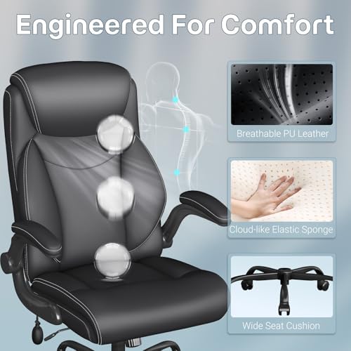 Ergonomic Office Chair,Inflatable Lumbar Support High Back Chair,Black - Image 4