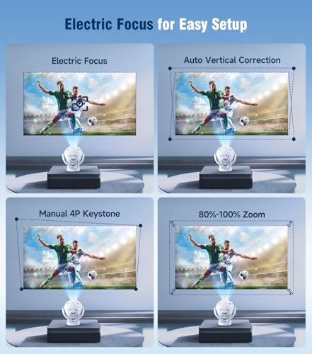 Smart Projector with Wifi and Bluetooth, Native 1080P 4K Support Projector - Image 4