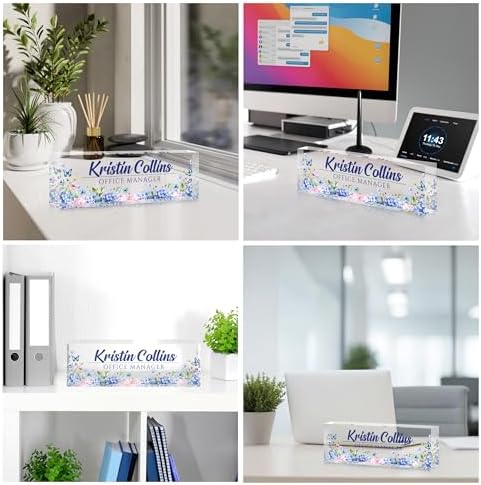 Custom Name Plate for Desk, Personalized Desk Name Plate on Clear Acrylic Glass, Appreciation Gifts for Teacher Employee Boss Coworkers Nurse, Office Desk Accessories for Women Men (Turquoise) - Image 2