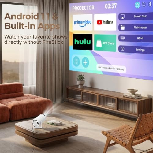Mini Projector with Wifi and Bluetooth, Support 4K with Android 11 - Image 2