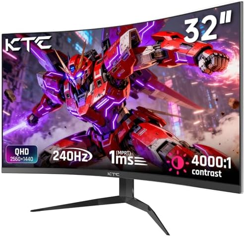 KTC 32 inch 240Hz Curved Gaming Monitor, 2K 1440P Computer Monitor,H32S25E by KTC