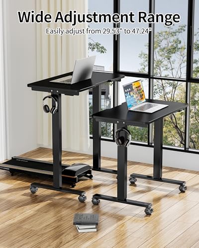 Okin Electric Standing Desk 31.5x19.7 Inches Small Computer Desk-Whole Piece Stand up Desk with Wheels Gaming Rolling Home Office Desks, Black - Image 6