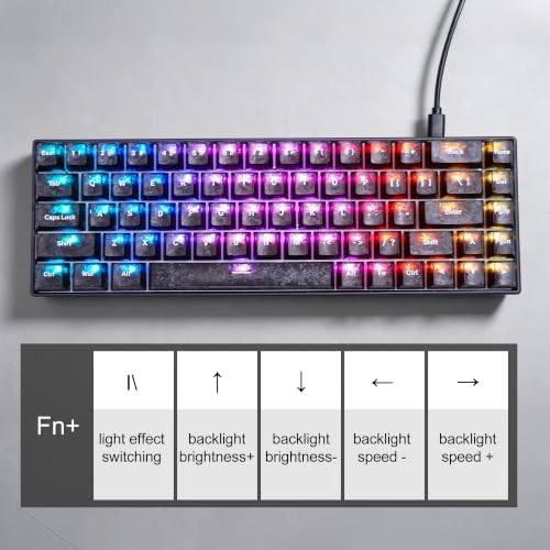 MageGee Portable 60% Mechanical Gaming Keyboard, MK-Box RGB Backlit Compact 68 Keys Mini Wired Office Keyboard with Red Switch for Windows Laptop PC Mac - Black Carbon Fiber - Image 6