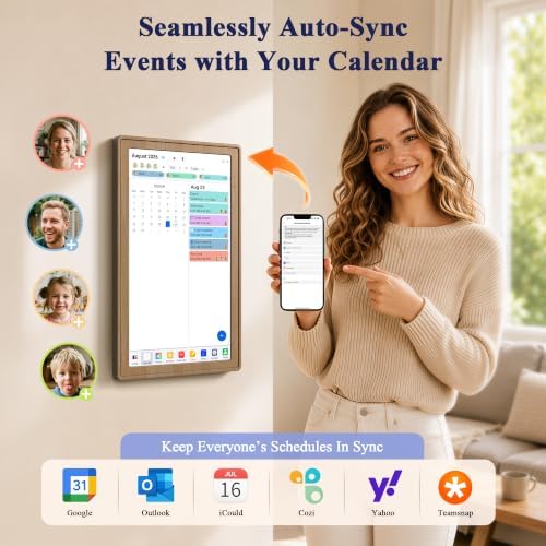 Digital Calendar, 15.6 Inch Electronic Calendar with Touchscreen Wall/Desk Mount, Smart Wall Planner with Chore Chart, Meal Planner, Photo Display & To-Do List for Family Schedules, Gift for Mom Dad (Wood Grain Color) - Image 2