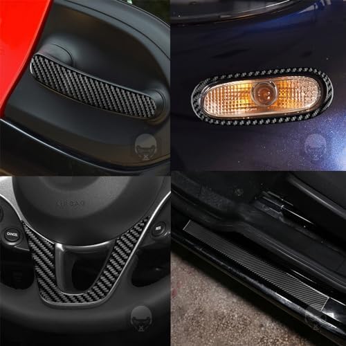 Car Dashboard Center Console Panel Decoration Cover Full Sticker Set Real 3K Black Carbon Fiber Trim Compatible with Benz Smart 2016 2017 2018 2019 2020 2021 Auto Interior Accessories - Image 2