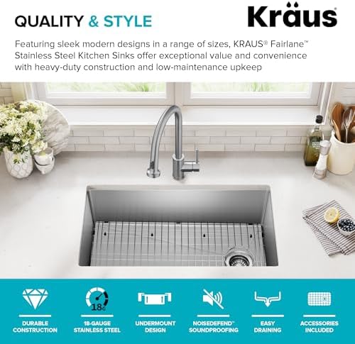KRAUS Stainless Steel 33 in 18 Gauge Undermount Kitchen Sink KHU640-33 - Image 4