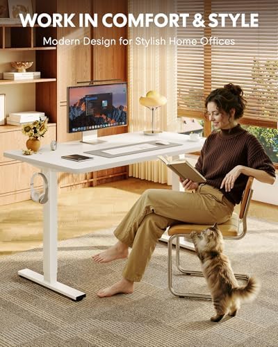 FLEXISPOT EN1 55"x28" One-Piece Standing Desk, White - Image 4
