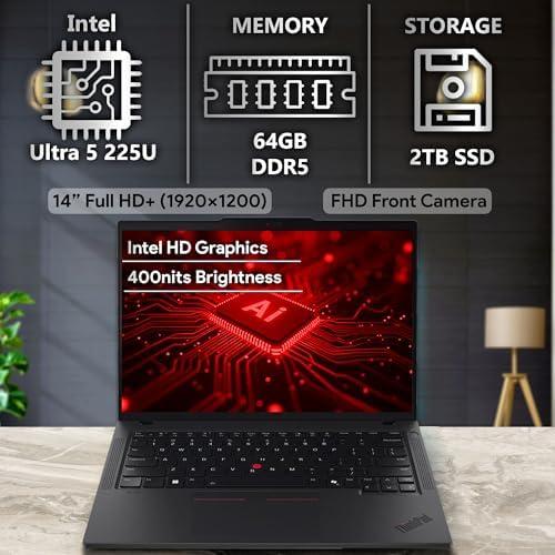 Lenovo ThinkPad T14 Gen 6 Business Laptop 14" FHD+ IPS, Intel Ultra 5 225U, 64GB DDR5 RAM, 2TB SSD, 5MP HD Webcam, Fingerprint, Backlit, Wi-Fi 6E, 2 Thunderbolt 4, AI PC - Image 3
