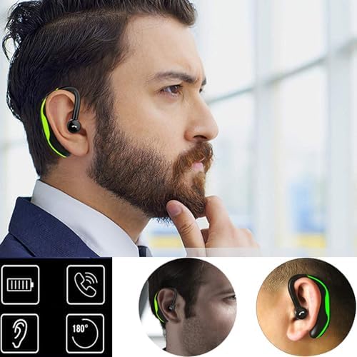 Wireless Earpiece Wireless Headphone Handsfree Call Headset Noise Cancelling Earbud Long Talk Time Earphone Compatible with Smart Cell Phones Car Driver Trucker Business Office Men Women (Green) - Image 2