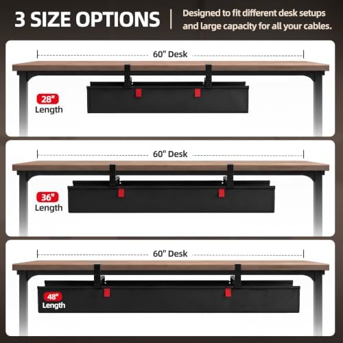 36 Inch Under Desk Cable Management Tray No Drill Desk Cord Management Organization, Large-Capacity Cable Organizer for Home and Office Work Accessories - Image 6