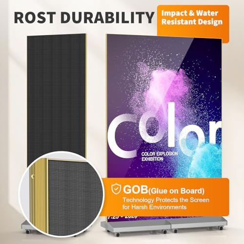 80" Seamless Splicing LED Display, Foldable Poster Screen with P1.86 Digital Signage Display LED Totem with USB/HDMI/WiFi/Remote - Image 3