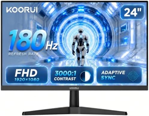 KOORUI 24 Inch Gaming Monitor, 180Hz 1080P VA Display with 3000:1 Contrast by KOORUI