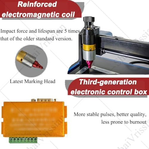 Electric Metal Marking Machine,Desktop Metal Engraving Machine,Marking Depth 0.05-2 Mm,96hra Needle Hardness,for Metal Name Plate Tag Marking Dot Peen Engraver 300 * 200 - Image 7