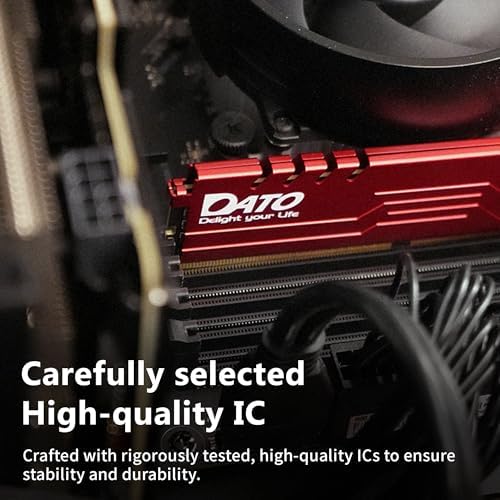 DATO 16GB RAM (8GBx2), DDR4 Up to 3200MHz with Heatsink, PC4-25600 CL16 1.35V XMP 288-Pin Non-ECC UDIMM, Desktop Memory Module for Gaming, Extreme Red - Image 6