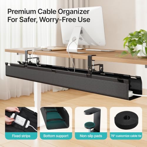 PEGZONE No Drill Under Desk Cable Management Tray, 47.2" Fabric Organizer - Image 7