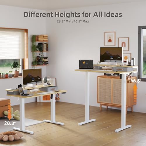 Seang Electric Standing Desk with 2 Drawers, 55 Inch, Natural - Image 5