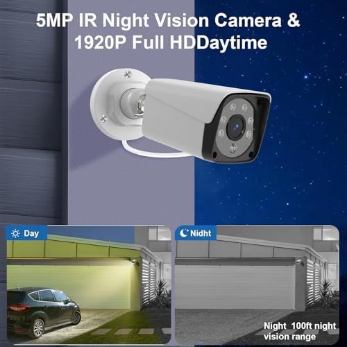 H.265+ Wired Security Camera DVR Kit System with AI Human Vehicle Detection, 4X 1920P 5MP IP67 Metallic Indoor/Outdoor Cameras IR Night Vision, 4K NVR 500GB HDD Included for 24/7 Recording - Image 6