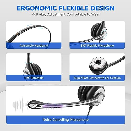 Wantek 3-in-1 USB/3.5mm/Type-C Headset with Noise Canceling Mic, Binaural Computer Headphones with in-Line Controls for PC, Laptop, Office - Image 4