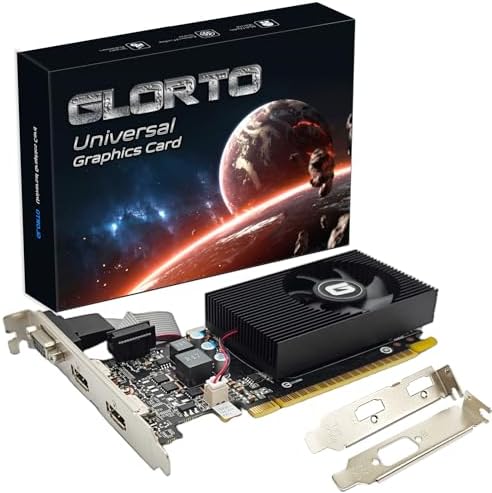 Glorto GeForce GT 730 4G Low Profile Graphics Card, 2X HDMI, VGA, DDR3, PCI Express 2.0 x16, Entry Level GPU for PC, SFF and HTPC by GLORTO