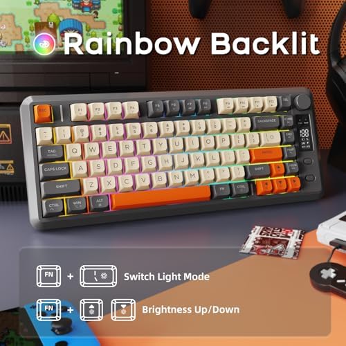 Free wolf M75 Wireless Gaming Keyboard Mechanical Feel Membrane - Dark Grey - Image 6