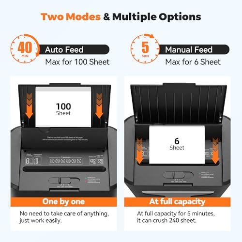 100-Sheet Auto Feed Paper Shredder, 40 Min Non-Stop, Shredders for Home Office Heavy Duty, P-4 Ultra Security Shredder for Home Office, Cross-Cut with Wheels, 4.5 Gal Bin, <63 dB (OL100) - Image 2