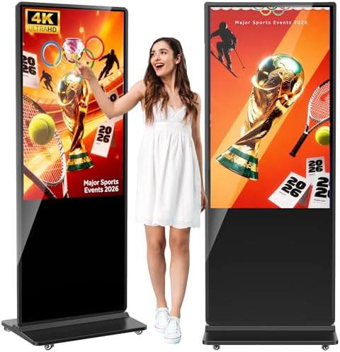 55 inch Indoor Digital Signage 4K Touchscreen,CMS Software,IPS Floor Standing Digital Kiosks Interactive Displays with WiFi HDMI/USB Input Auto AD Player, Android OS Black by Homepage