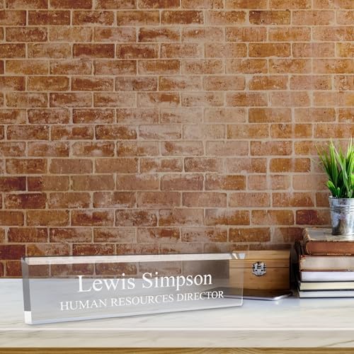Signs ByLITA Personalized Clear Acrylic Desk Name Plate 2" x 8" - Office Desk Accessories Décor - Image 3