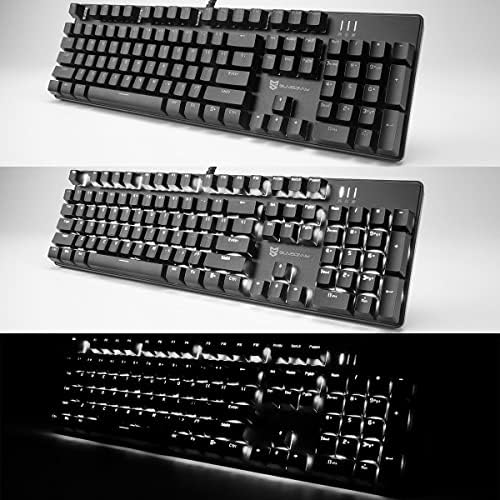 Merdia Mechanical Keyboard Gaming Keyboard | Red Switch, White Backlit Keyboard | 104 Keys US Layout | Wired Gaming Keyboard | Hot Swappable Mechanical Keyboard | PC Gaming Keyboards (Black) - Image 5