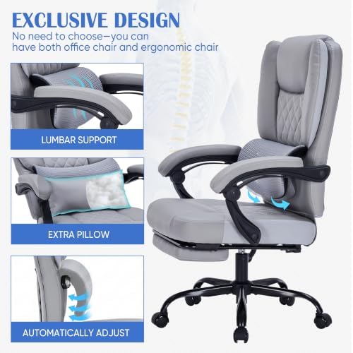 400lbs Reclining Office Chair with Ergonomic Lumbar Support - Image 5