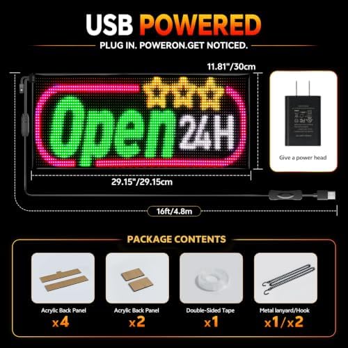 Rayhome Dual Row LED Open Sign, 29"x12" Colorful Huge Bright Advertising Open Signs for Business, Programmable Electric Scrolling Display with Remote for Business Store Bar Hotel - Image 5