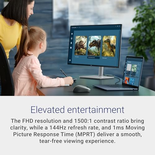 Dell 27 Plus Monitor - S2725HSM - 27-inch FHD (1920x1080) 144Hz 1ms Display, 2 x 3W Speakers, HDMI Connectivity, Height/Tilt/Pivot/Swivel Adjustability, AMD FreeSync - Ash White - Image 2