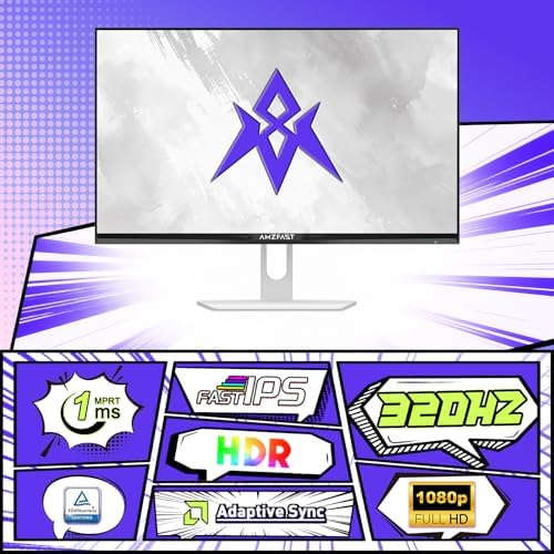Amzfast 25 Inch White Gaming Monitor 320Hz/300Hz/240Hz, FHD 1080P 1ms Fast IPS Monitor, 12 Months Warranty Exchange (DP Cable) TÜV Rheinland Eye Care | AI Crosshair, Night Vision Function, AMZG25F6F - Image 2