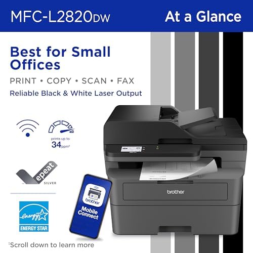 Brother MFC-L2820DW Wireless Compact Monochrome All-in-One Laser Printer with Copy, Scan and Fax, Duplex, Black & White | Includes Refresh Subscription Trial(1), Works with Alexa - Image 2