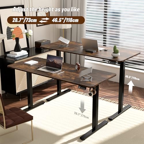 55"x24" Standing Desk, Height Adjustable Sit-Stand Home Office, Brown - Image 4