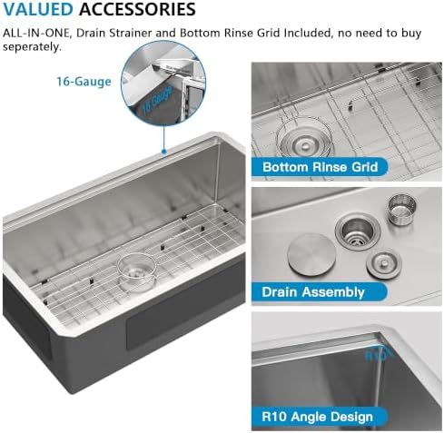 33"x19" Undermount Kitchen Sink Ledge Workstation - Image 7