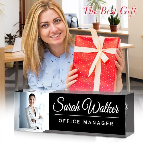 Personalized Desk Name Plate with Photo, Custom Name Plate for Desk, Office Decor for Women Men, Acrylic Desk Accessories, Office Gifts for Boss Manager Nurse Teacher, Employee Appreciation Gifts - Image 6
