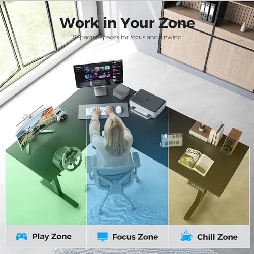 Agilestic L Shaped Standing Desk 63 inch Adjustable Height, Electric Corner Standing Desk, Sit Stand Computer Table with Splice Board, Black - Image 7
