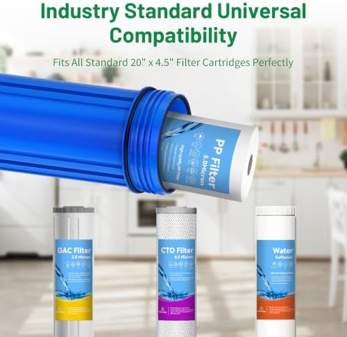 Whole House 20"x4.5" Blue PP Sediment Pre-Filter Housing with Drain Valve - Image 5