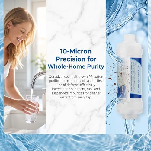 Sediment Filter Cartridge, 10 Micron, Transparent Housing, for Washing Machine & Water Heater, 2 Pack - Image 3