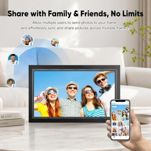 WiFi Digital Picture Frame, 15.6 Inch Large Display, 64GB Memory, 1920×1080 IPS Touch Screen, Wall‑Mountable & Tabletop, Share Photos & Videos via AiMOR App, for Loved Ones - Image 7