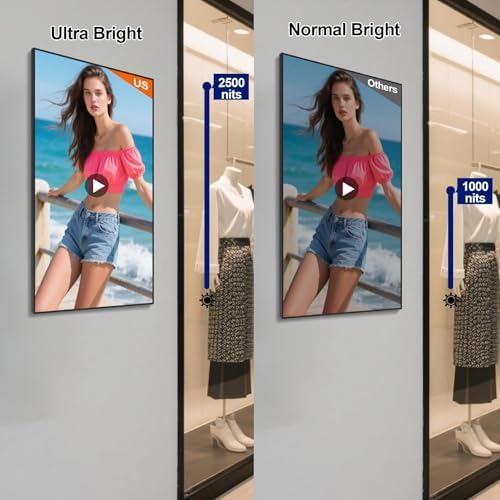 49inch 4K Slim Fit Frameless Digital Kiosk, 2500nits High Brightness Wall Mount Digital Signage, LCD Monitor Advertising Screen, CMS/U-Disk Plug&Play, 7/24 Timer Switch, HDMI/USB/WiFi/Android System - Image 2