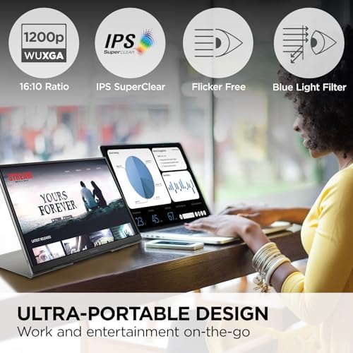 ViewSonic VG1656N 16 Inch 1200p Wireless Portable Monitor, IPS for Improved Workflows and Second Screen Productivity, Built-in Stand and Battery, 60W USB-C, and WiFi Dongle Inputs - Image 2