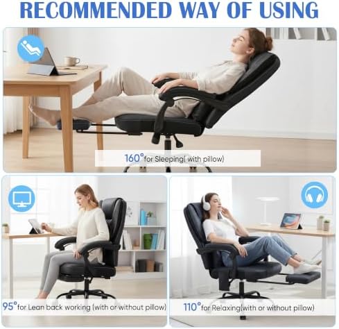400lbs Reclining Office Chair with Ergonomic Lumbar Support - Image 3