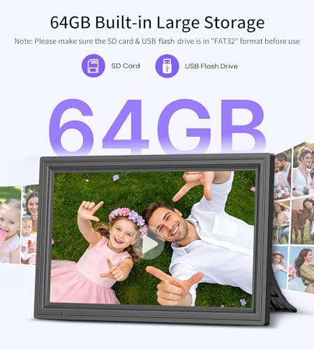 64GB 15.6" Large Digital Picture Frame, Uhale WiFi Electronic Photo Frames with 1920 x 1080 FHD IPS Touch Screen, Support Auto-Rotate Wall Mounted SD&USB Card, Share Photos/Videos from Phone Instantly - Image 3