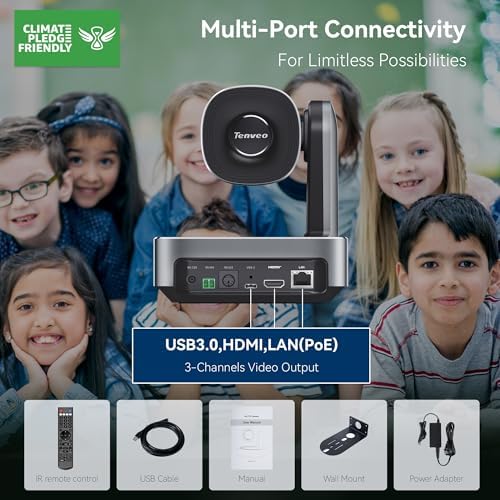 Tenveo 4K PTZ Camera, AI Humanoid & Face Auto-Tracking, 20X Optical + 8X Digital Zoom, USB3.0/HDMI/LAN PoE IP Live Streaming for Church Worship Broadcast Events Video Conference YouTube OBS - Image 6