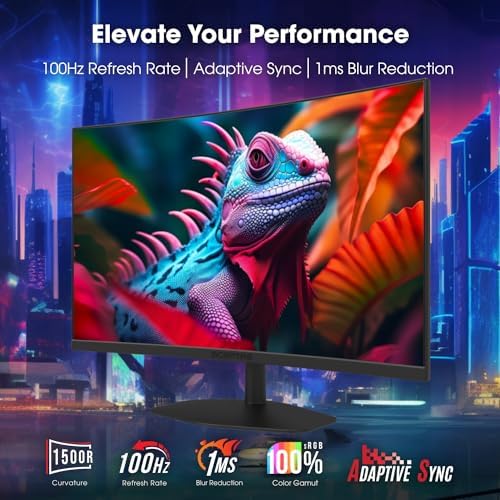 Sceptre Curved 27-inch Prime Gaming Monitor 1500R 100Hz HDMI X2 DisplayPort 1ms 100% sRGB, Build-in Speakers Machine Black 2025 (C275W-FW100T Series) - Image 3