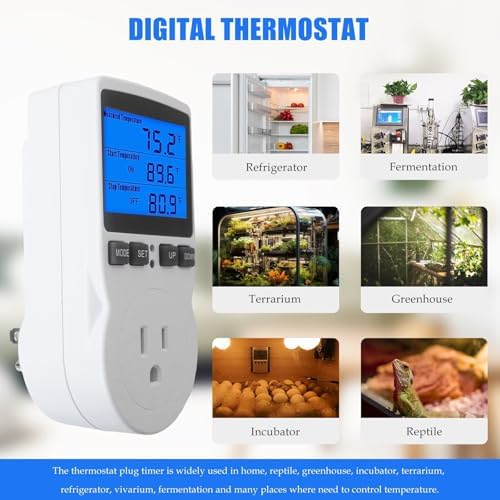 Heating & Cooling Control Outlet with Timer - Smart Plug-in Thermostat for Indoor Climate Devices, 1800W 110V, Dual-Mode Work - Image 5
