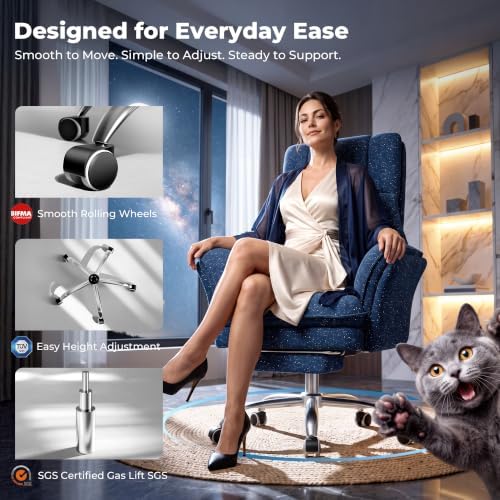 Big and Tall Office Chair, Flip Armrests for Pets & Cross Legged Sitting - Image 5